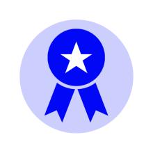 A blue award ribbon icon